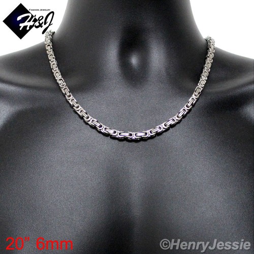 18"-40"Stainless Steel 4/6/9mm Silver/Gold/Black Plated Byzantine Box Necklace - Picture 5 of 79