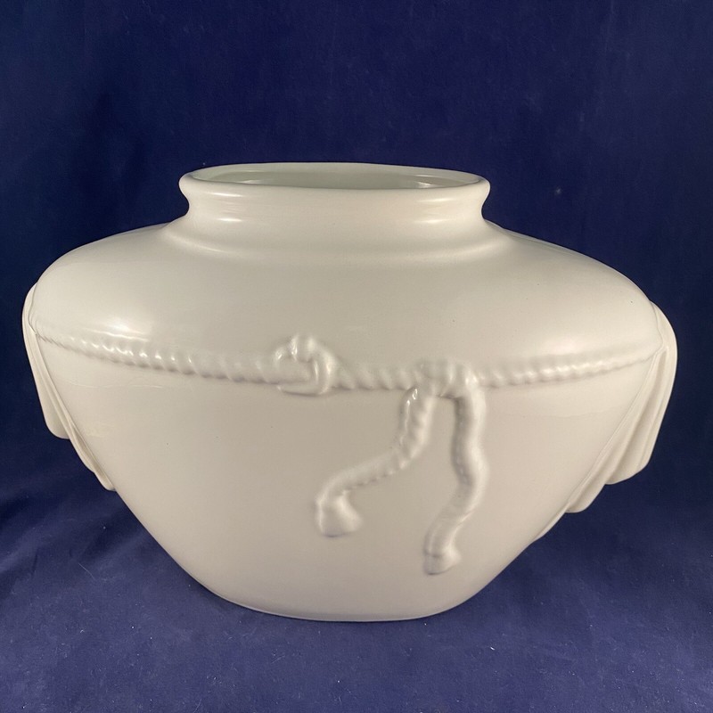 White Ceramic Planter Pot Art Nuevo Draped 