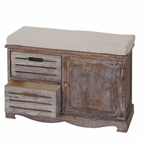Sitzbank Asti, Bank Kommode, Shabby-Look Vintage 49X71X32Cm Braun