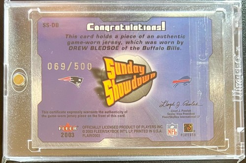 2003 Fleer Flair Sunday Showdown Tom Brady Drew Bledsoe 69/500 *Drew GU Jersey - Picture 4 of 8