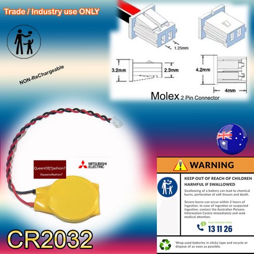 10 Batterie CMOS CR2032 Con Connettore 2 Pin Per BIOS Laptop E Schede Madri