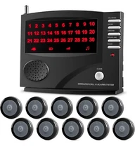 Synlett Wireless Calling System Central Monitoring Unit & Call Button 10 Pk BLk