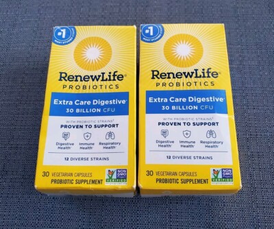 (4) Renew Life Probiotics Extra Care Digestive 50 Billion CFU 30 Caps Each