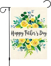 Happy Father'S Day Garden Flag Floral Rose Daddy Papa Vertical Flag 12 X 18 Inch