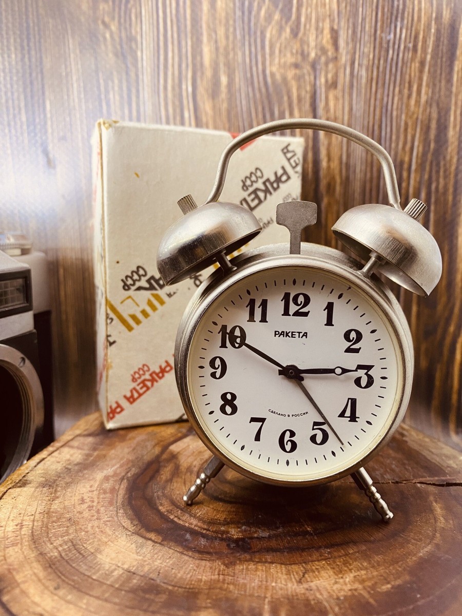 Vintage alarm clock Raketa mechanical clock wind up clock soviet