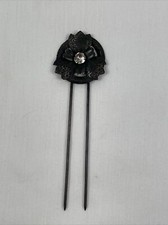 Antique Victorian Black Tone Metal With Rhinestone Hair Pin Comb 5  