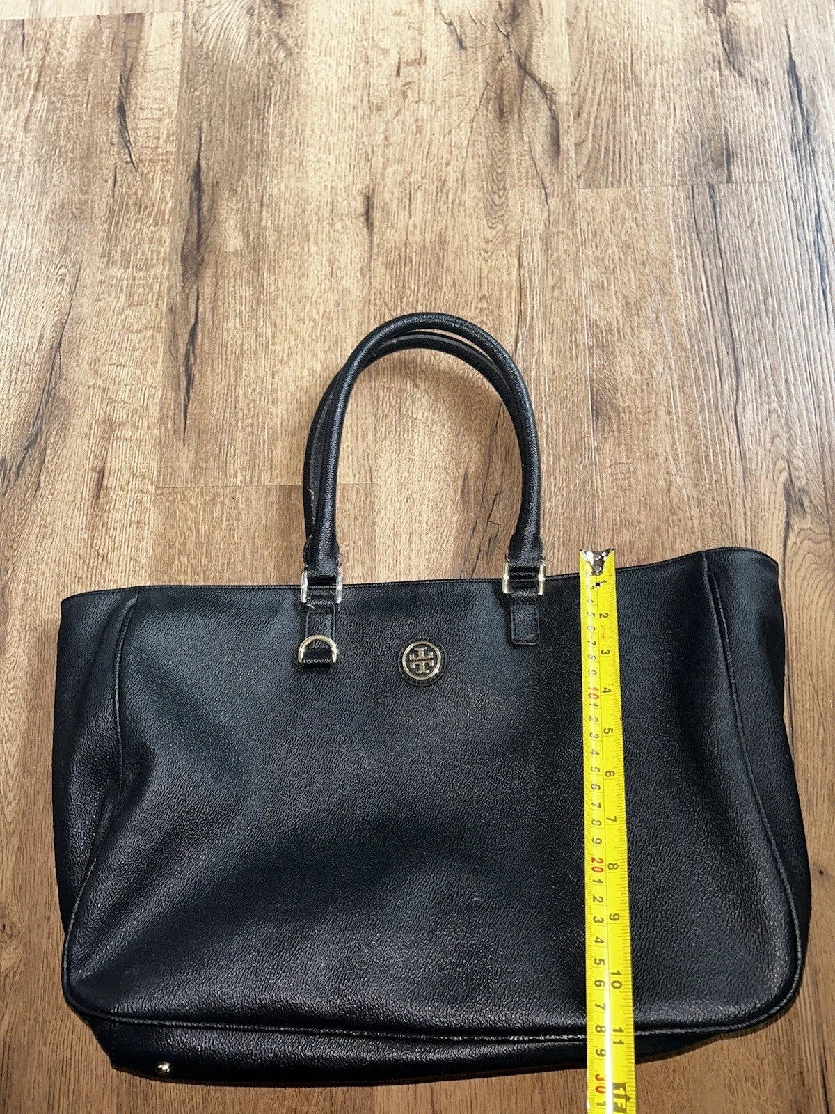 Borsa a mano Tory Burch grande in pelle nera borsa a tracolla ferramenta oro