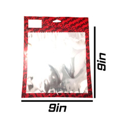 LARGE 9" x 9"  RESEALABLE PLASTIC DISPLAY BAGS FOR GAMING CABLES & MORE - RED
