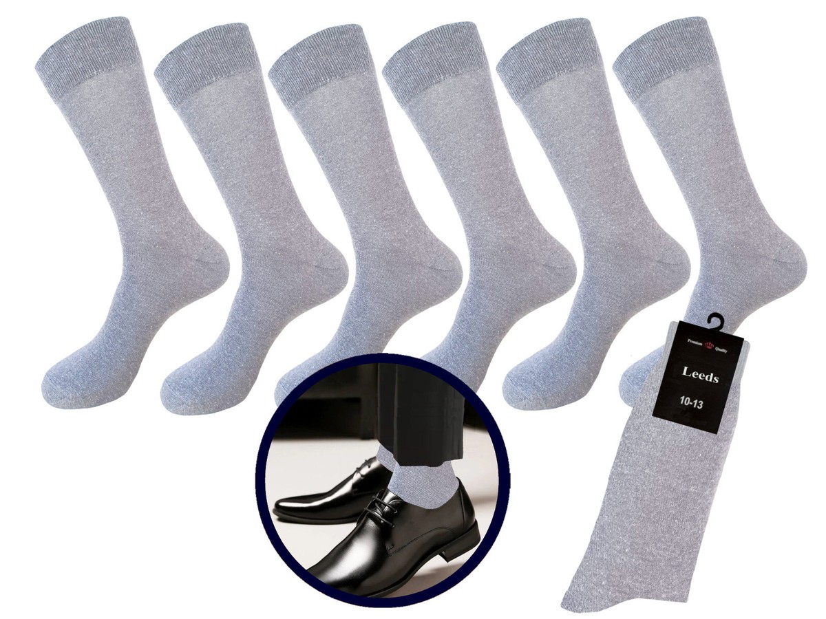 6PK DRESS SOCKS FIRST QUALITY TRUE TO SIZE GRAY FORMAL COTTON SOCKS 10-13