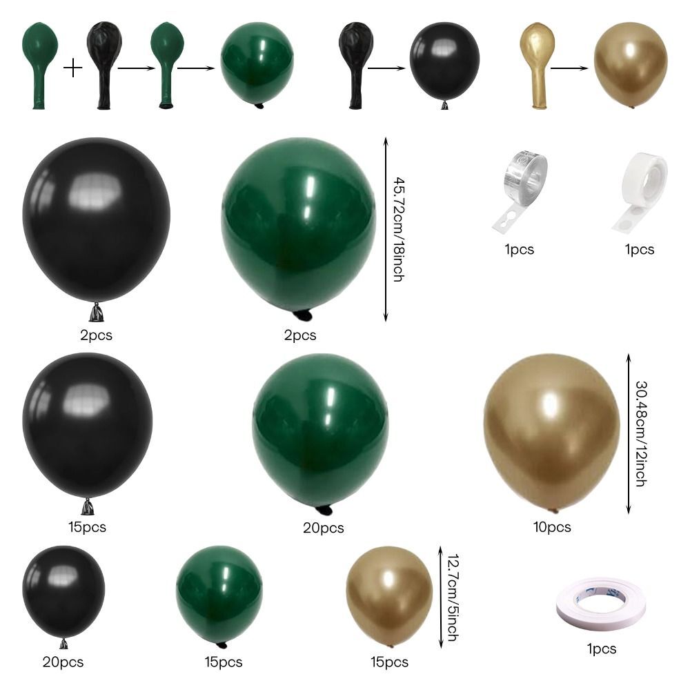 Gold Balloon Garland Black Dark Green Party Decorations Double Stuffed