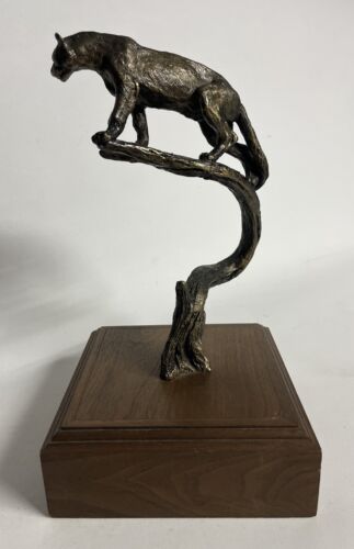 Vintage Wally Shoop Bronze 12" Cougar Puma Panther Mountain Lion 7/30 Statue Art - Bild 4 von 7