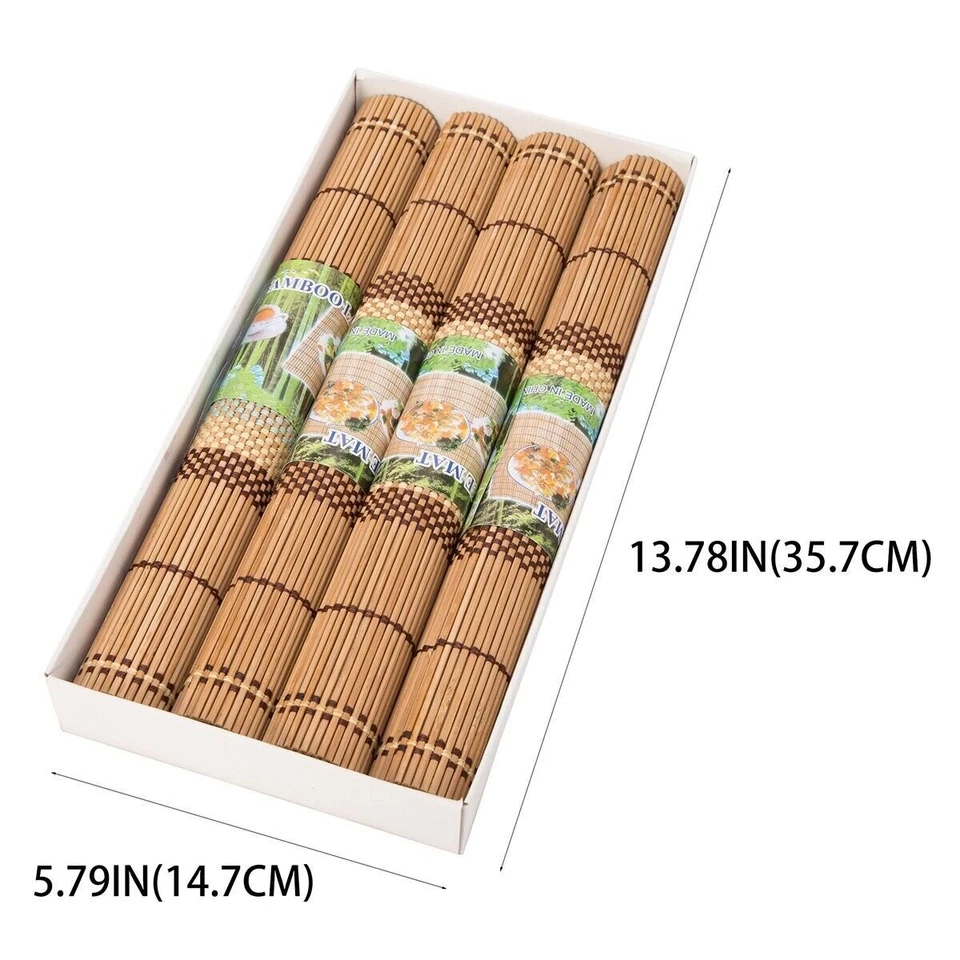 18"x12" Bamboo Table Placemats Non-Slip Table Decor Mats for Dining Set of 4 - Image 2 of 4