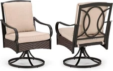 Patio Dining Chair Set of 2 Metal Swivel Rock Chairs High Back Outdoor Furniture