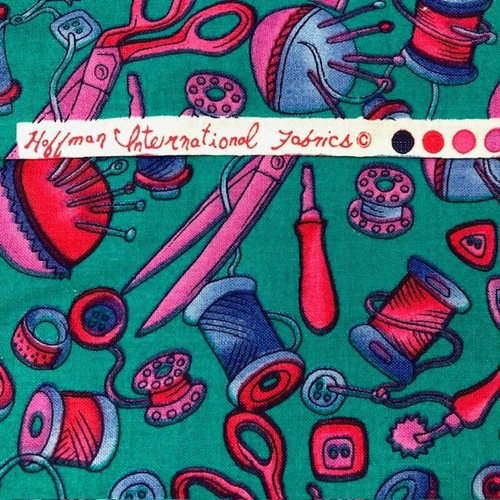 Fuchsia Pink Notions on Aqua by Hoffman International 100% quilting cotton 3yds - Picture 4 of 5