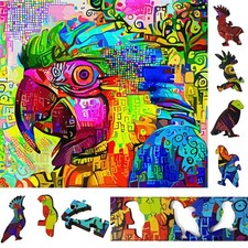 Wooden Jigsaw Puzzle for Adults by FoxSmartBox - 220 Pieces - Colorful Parrot