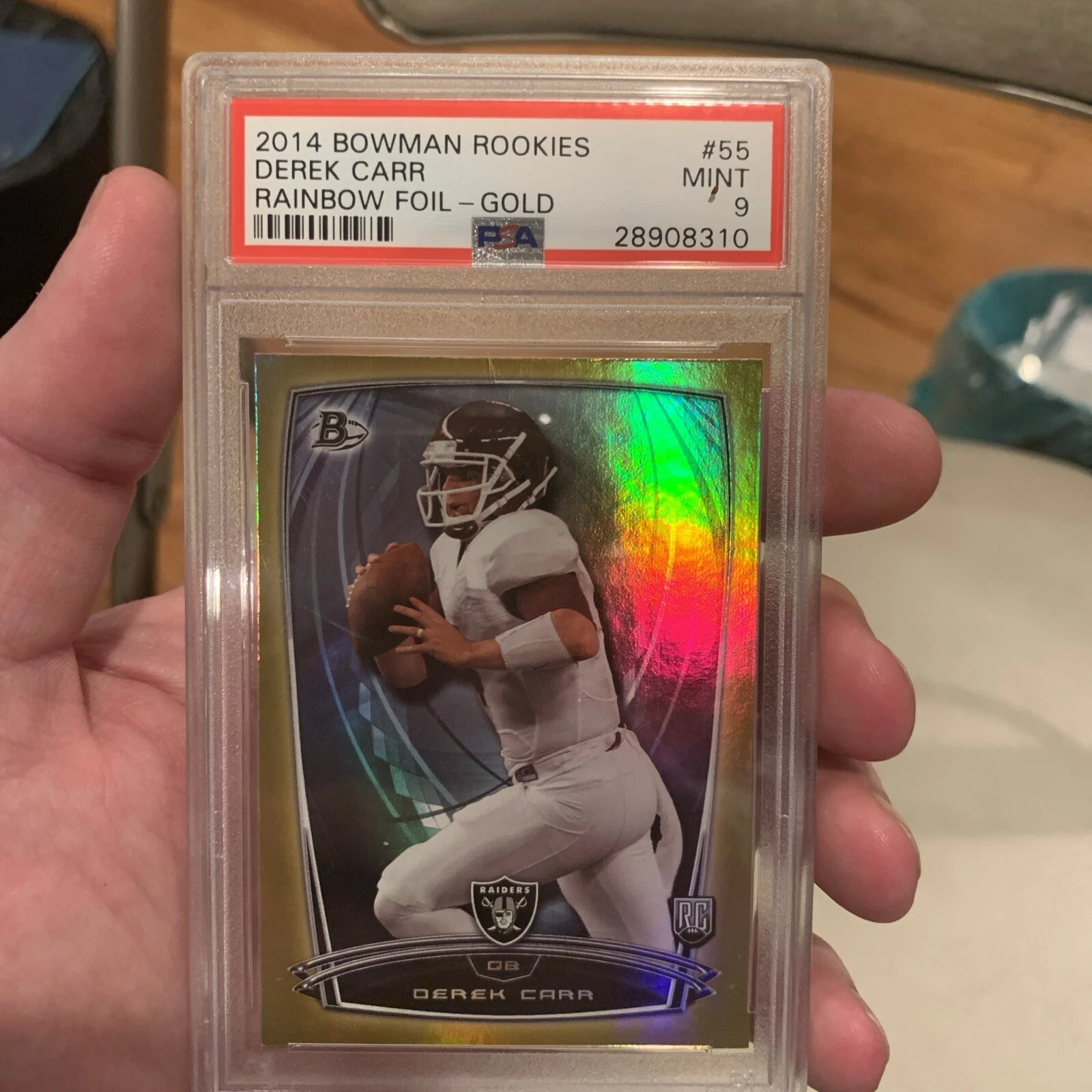 Derek Carr Bowman Rookies #55 Rainbow Foil-Gold