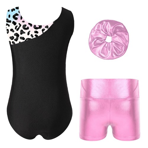 Girls Set Stretchy Clothes Sparkly Outfit Sport Leotards Metallic Bodysuit Kids - Picture 43 of 53