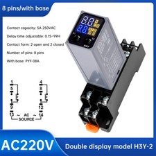 Adjustable Digital Time Relay Cycle Time Delay Relay with Base AC220V