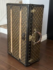 Maleta baúl modelo raro Louis Vuitton con listones de madera equipaje antiguo