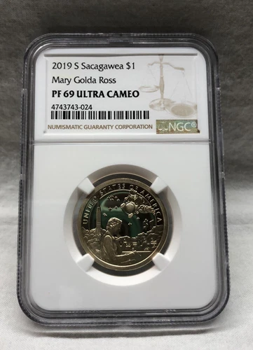 NGC 2019 S Sacagawea Dollar PF 69 ULTRA CAMO  MARY GOLDA ROSS / BROWN Slab