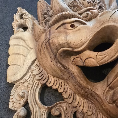 Ganesha Elephant Carved Wooden Mask Gajah Mina Sculpture Decor Religious Bali - Picture 6 of 18