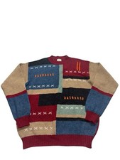United Colors Of Benetton Men  s XL Shetland Wool Sweater Italy Made Color Block