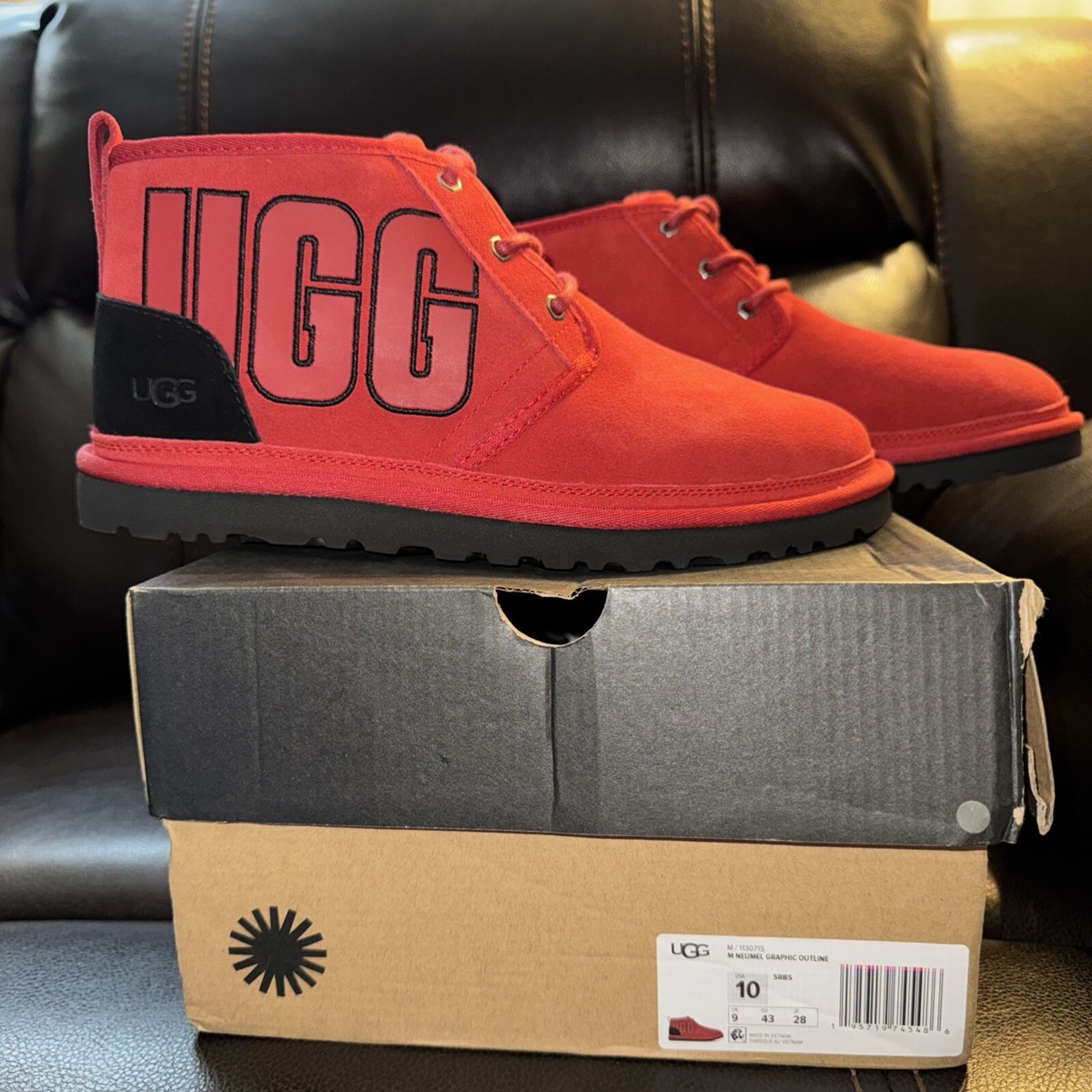 UGG Neumel Red Black Graphic Outline Chukka Boot 1130715 Men 