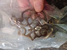 7 Vtg Keeler Brass Co. Metal Drawer Handles Pulls KBC N-19354 Batwing