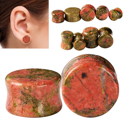 2Piece Natural Stone Ear Gauges Ear Plugs Earlets Double Flared Piercing 2g-5/8" - Picture 26 of 40