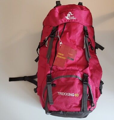 ''New with Tags'' Free Knight Unisex Trekking 60 Maroon And Gray Hiking Bagpack
