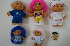 90's Rare Vintage Russ Dam Trolls Doll Basket Ball Coach Baby Master Chef Lot