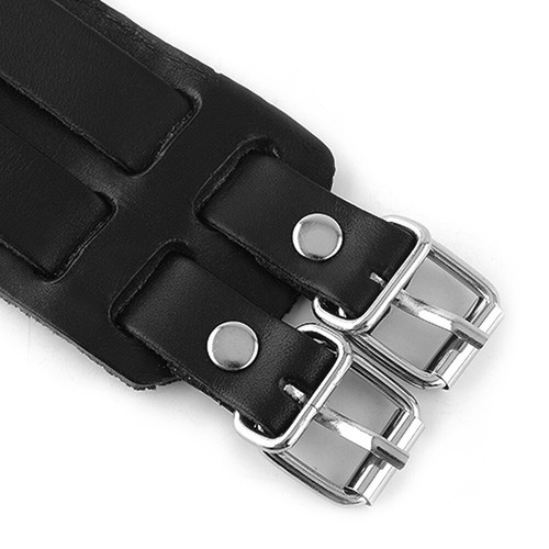 Pulsera ajustable de cuero genuino punk ancha correa de muñeca envoltura brazalete para hombre - Imagen 11 de 23