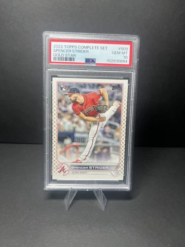 Spencer Strider 2022 Topps Complete Set  ROOKIE CARD #509 Gold Star - PSA 10