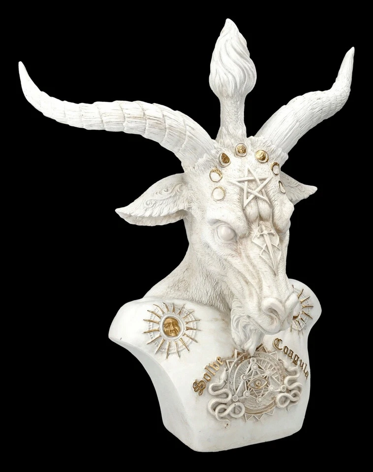 Tamaño Baphomet Busto Blanco Gothic Fantasy Decoración 34cm - Imagen 2 de 4