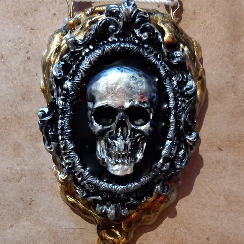 skull necklace gothic talisman jewelry pendant witch amulet beaded goth jewels - Picture 9 of 24