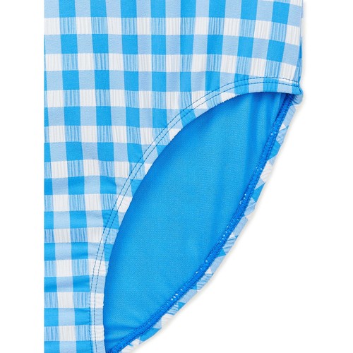Wonder Nation Girl Shark Bite One-Piece Swimsuit w/ UPF 50+ Gingham Small - Picture 3 of 3