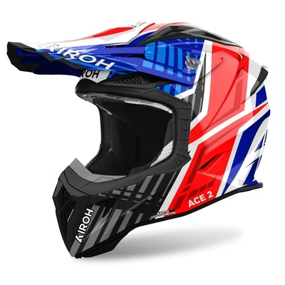 Casque Airoh Aviator Ace 2 Proud Bleu Rouge MX Cross Helmet Taille M Motocross - Photo 1/3