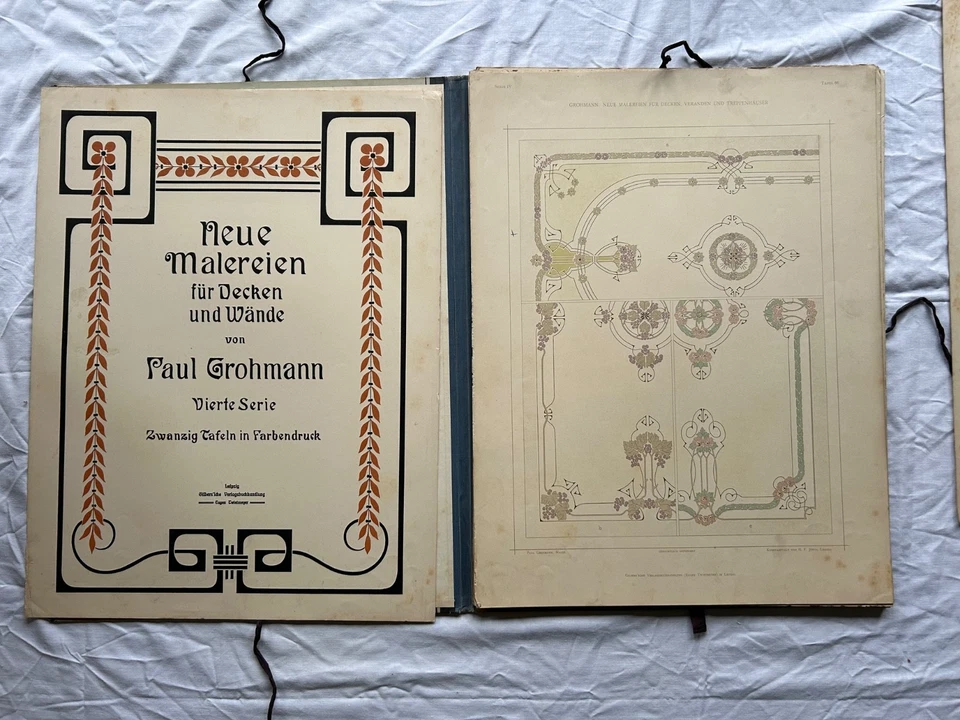 Lithografie Grohmann Maler in Dresden Jugendstil Serie 4 Neue Malereien - Bild 2 von 4