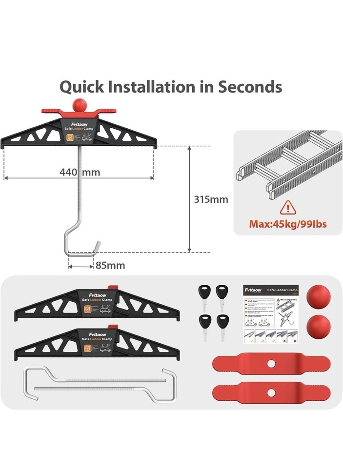 Ladder Clamps, Ladder Roof Rack Clamps 2 Pack, Ladder Clamp Built in ...
