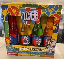 ICEE 4 Pack Slushie Syrups Watermelon-Lemonade -Tropical-Lemon/Lime NIB