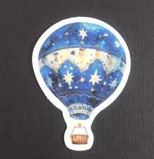 Beautiful blue White Hot Air Balloon Sticker 2.25" x 1.58" AO