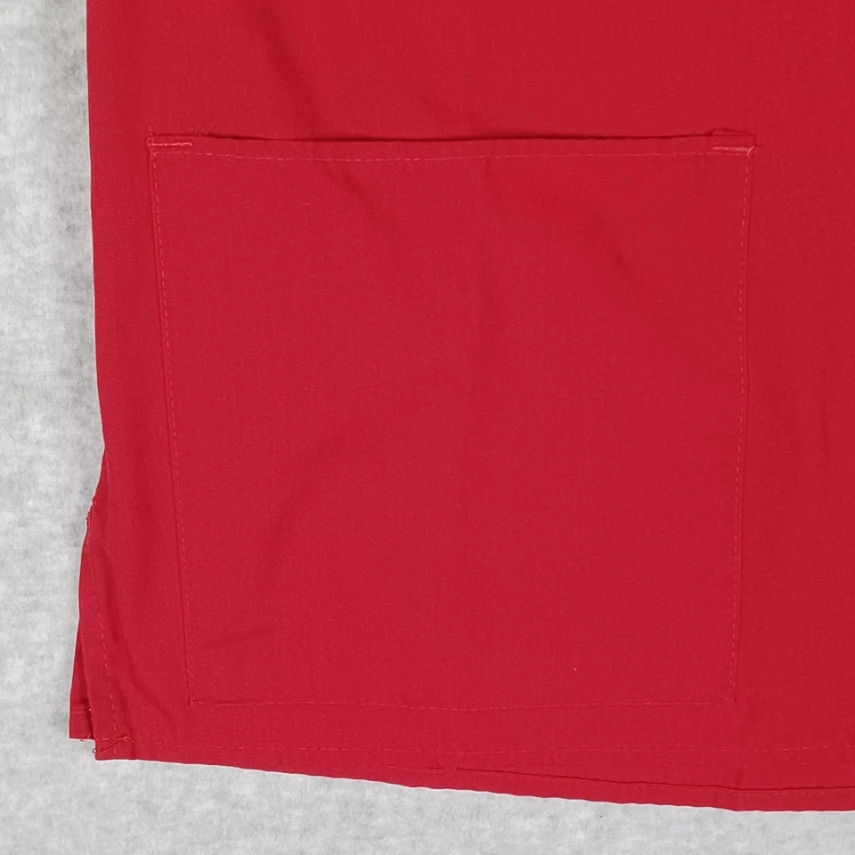 Blusa Médica Vintage Crest Roja Pequeña Años 80 Enfermera Uniforme Bolsillos Cuello en V 1986 Foto 4 de 4