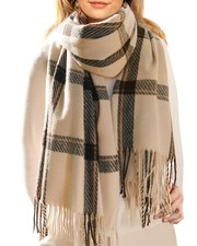 Soft Oversized Winter Scarf Shawl for Women   Warm Cozy Plaid Large Blanket Wrap