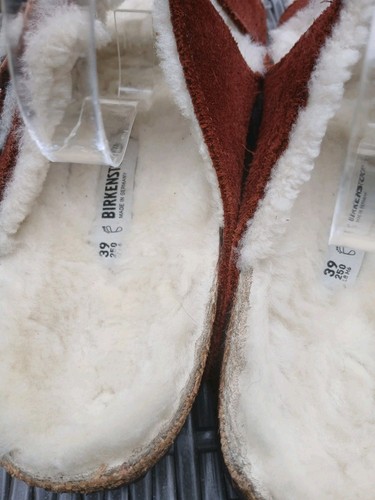 BIRKENSTOCK ARIZONA SUEDE SHEARLING SANDALS OCHRE SZ 5.5 | 39 Womens Used - Picture 4 of 12