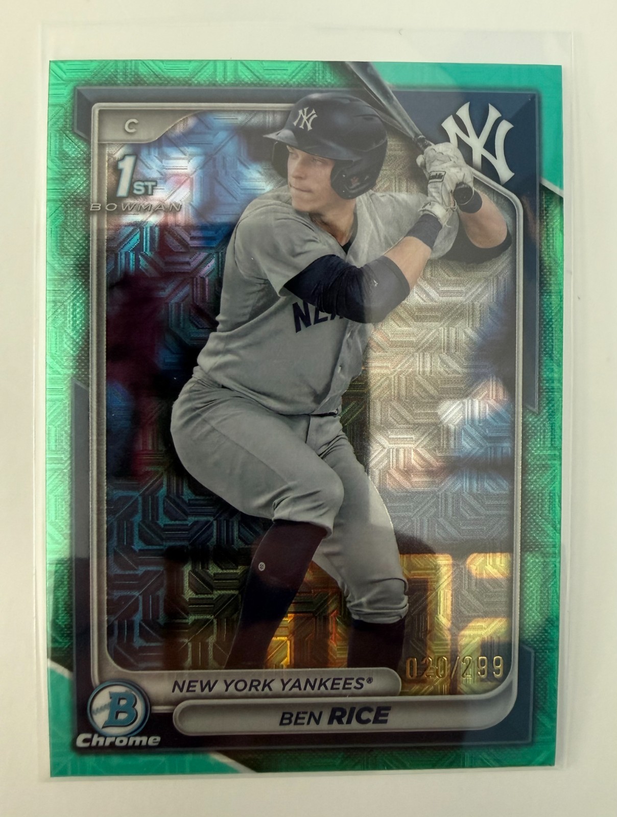 2024 Bowman Chrome Prospects #BCP-186 Ben Rice Aqua Mojo Refractor 020/299