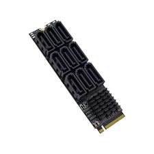 M2 NVMe M Key to 9 SATA Ports 6Gbps Expansion Card for Network Storage HDD SSD