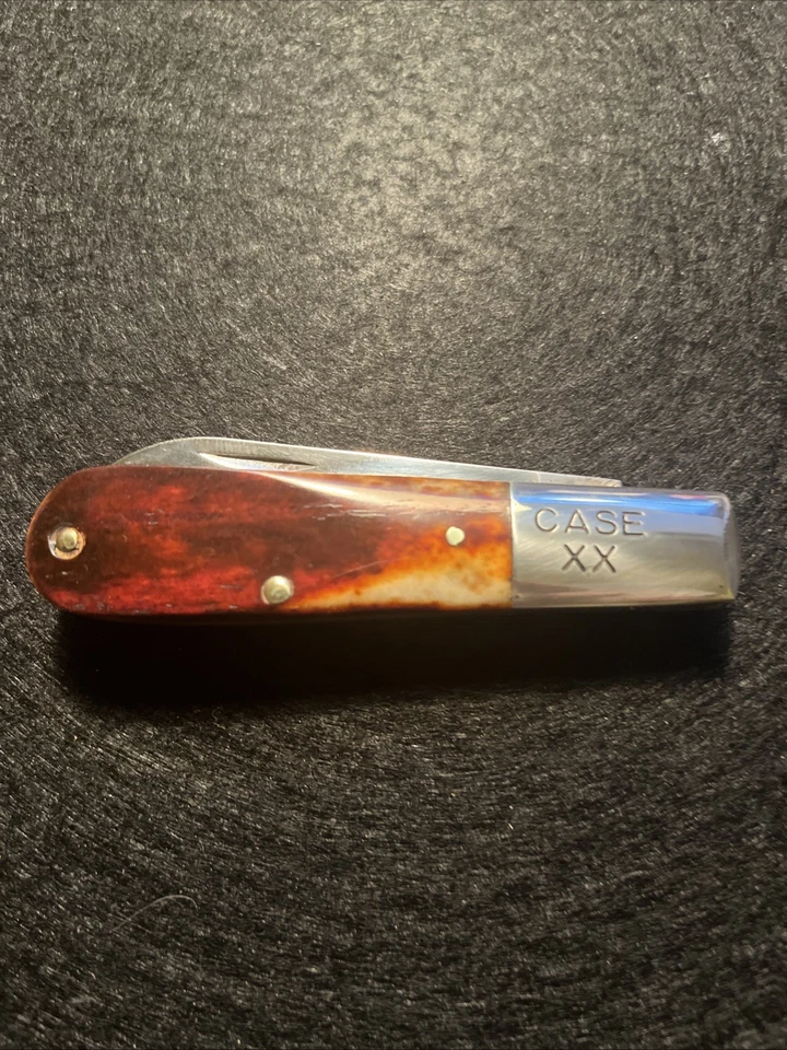 Case XX Barlow 1970 Red Saw cut Bone Spear Point & Leather Slip - Image 2 of 4