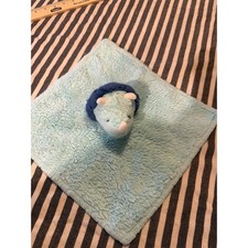 Blue Triceratops Dinosaur Lovey Security Blanket Plush Satin Back 10x10 Small