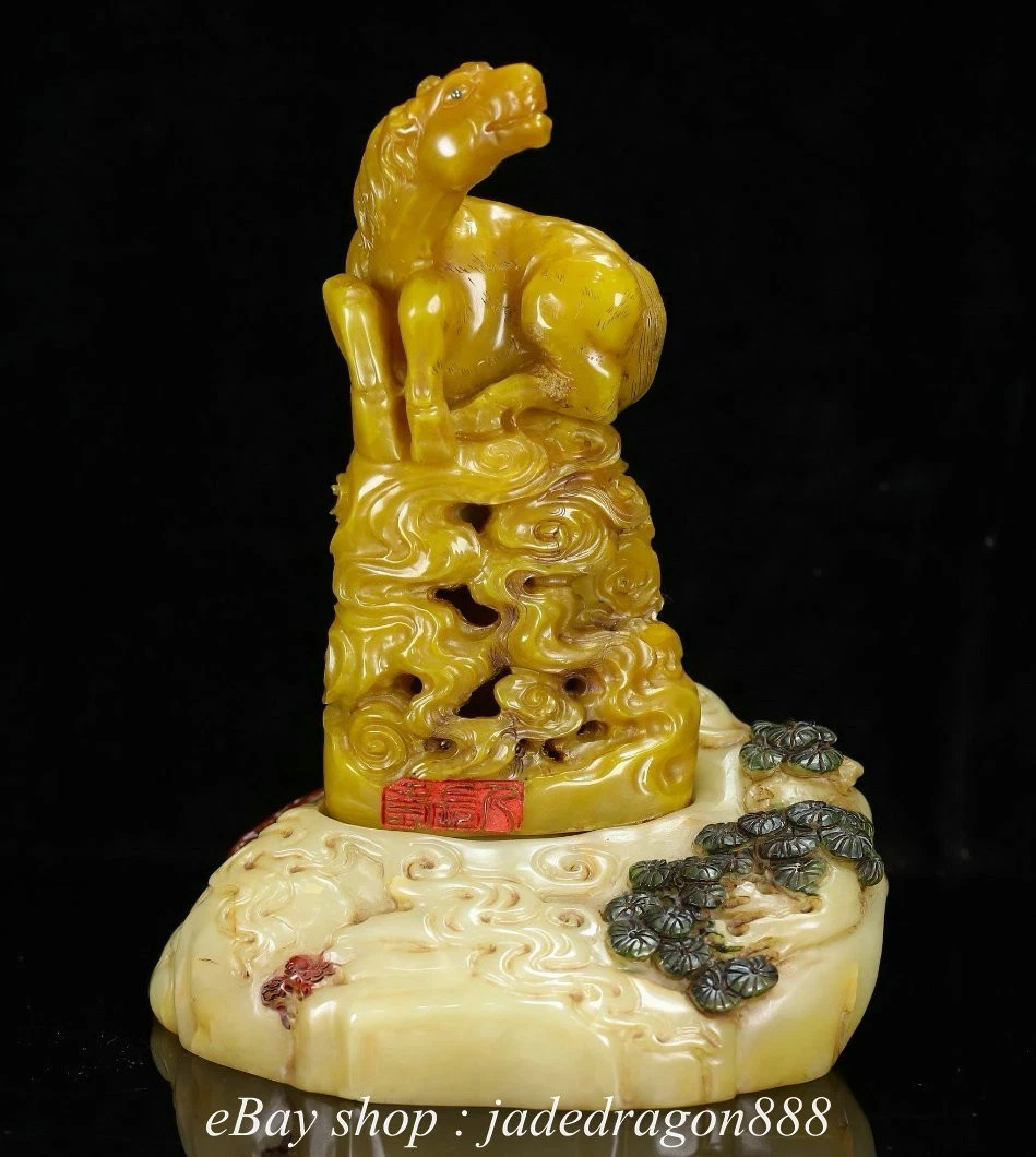 中国産寿山石　馬 马动物寿山石主中国风雕像、雕像| eBay