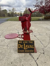 DeLaval No 12 Cast Iron Hand Crank Cream Separator W/Original Advertising Sign
